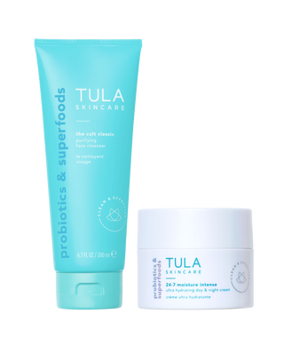 Tula skincare products on a transparent background