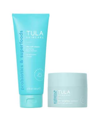 Tula skincare products on a transparent background