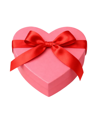 Image of a heart shaped box with a bow wrapped around