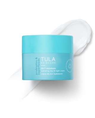Tula 24-7 moisture cream jar on a white background
