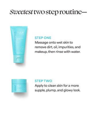 Tula skincare product with instructions on a white background