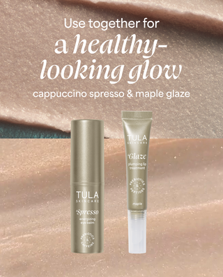 Tula skincare products with text on a brown background