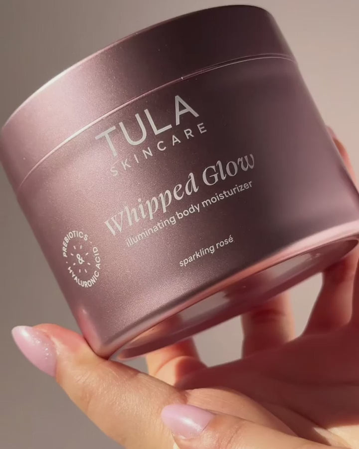 TULA Skincare Whipped Glow illuminating body moisturizer in sparkling rose video