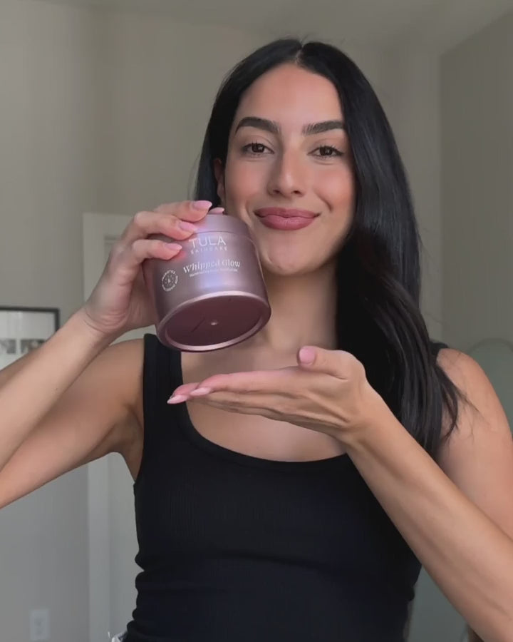 TULA Whipped Glow video featuring woman applying the illuminating moisturizer