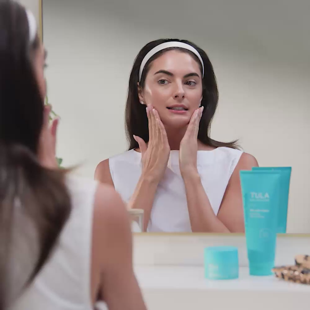 Paige Desorbo video applying her TULA skincare routine